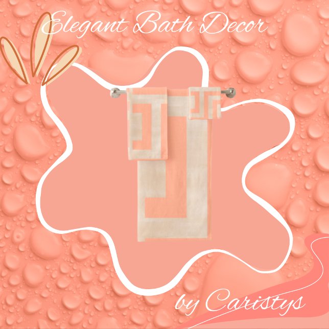 Geometric Coral and Sand Patterned Bath Towel Set (Creator Uploaded)