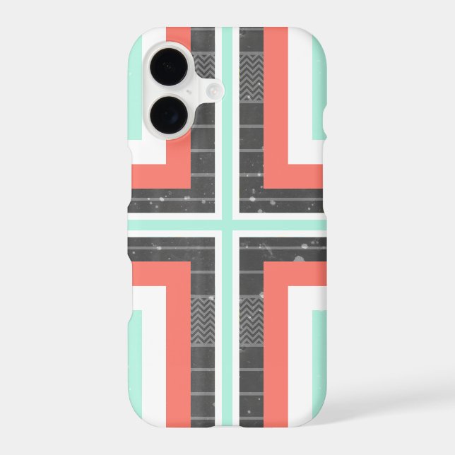 Geometric Coral & Mint Green Distressed Pattern (Back)