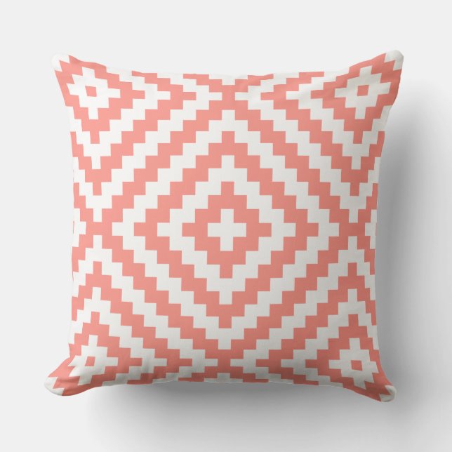 Geometric Coral Outdoor Cushion (Front)
