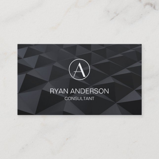 Geometric Corporate Chic Plain and Monogram Business Card (Front)