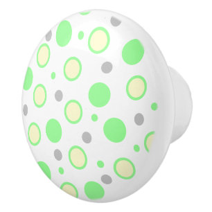 Geometric Cream Mint Yellow Grey Polka Dots Ceramic Knob
