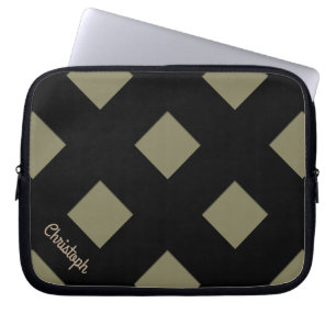 Geometric Crossing Pastel Black Lines with Name Laptop Sleeve