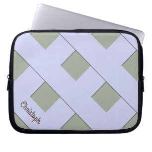 Geometric Crossing Pastel Blue Lines with Name Laptop Sleeve