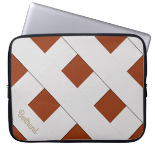 Geometric Crossing Pastel Grey Lines with Name Laptop Sleeve