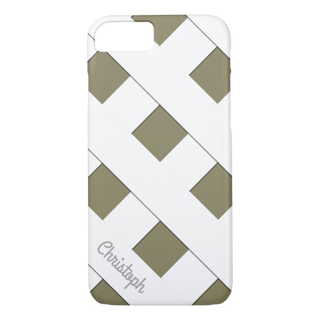 Geometric Crossing White Lines with Name Case-Mate iPhone Case (Back)