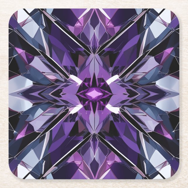 Geometric crystal formation square paper coaster (Front)