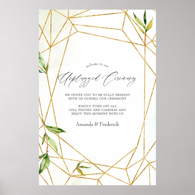 Geometric Crystal Wedding Unplugged Ceremony Poster (Front)