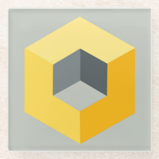 'Geometric Cube Design' Glass Coaster