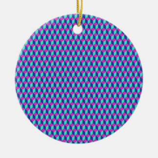 Geometric Cube Pattern Ceramic Ornament