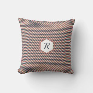 Geometric Cube Pattern in Coral, Blue & Cream Cushion
