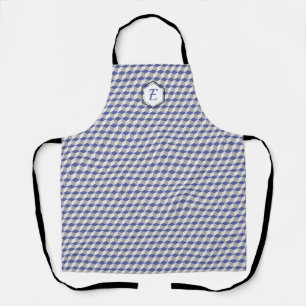 Geometric Cube Pattern in Purple, Grey & White Apron