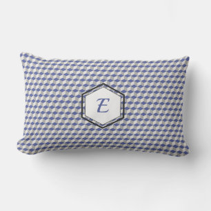 Geometric Cube Pattern in Purple, Grey & White Lumbar Cushion