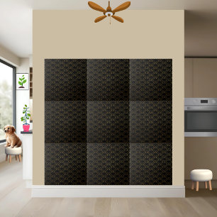 Geometric Cube Pattern Tile - Black and Gold