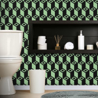 Geometric Cube Stack Black Green