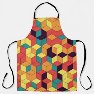 Geometric cubes, colour, seamless, vintage pattern apron
