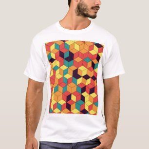 Geometric cubes, colour, seamless, vintage pattern T-Shirt