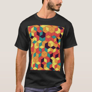 Geometric cubes, colour, seamless, vintage pattern T-Shirt