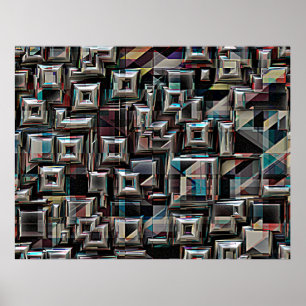 Geometric Cubes in Motion Poster