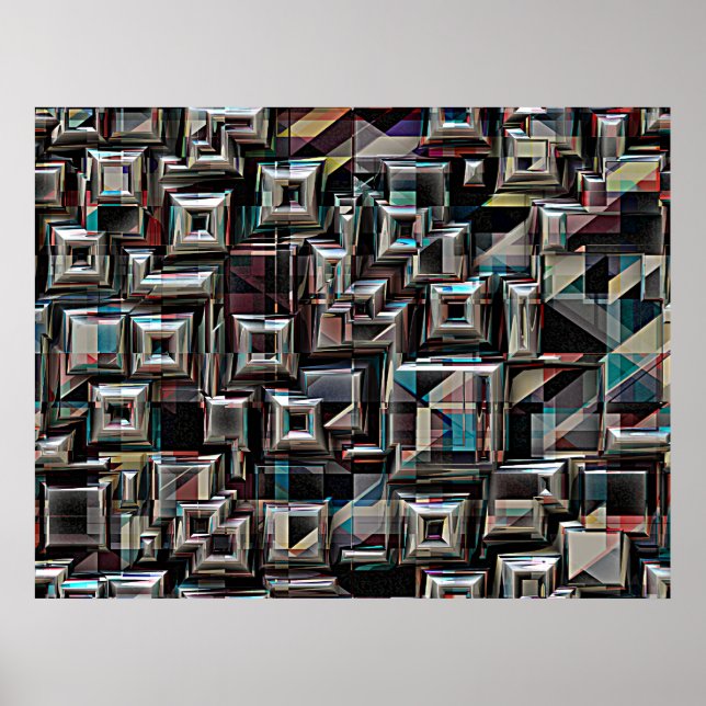 Geometric Cubes in Motion Poster (Front)