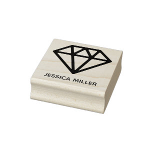 Geometric Custom Name Diamond Rubber Stamp