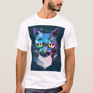 Geometric Cyber Cat T-Shirt
