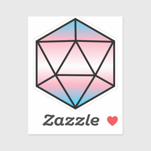 Geometric D20 Trans Pride Flag Sticker (Sheet)