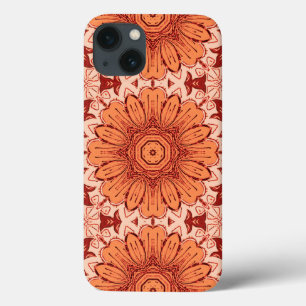Geometric Daisy Pattern in Mandarin Orange iPhone 13 Case