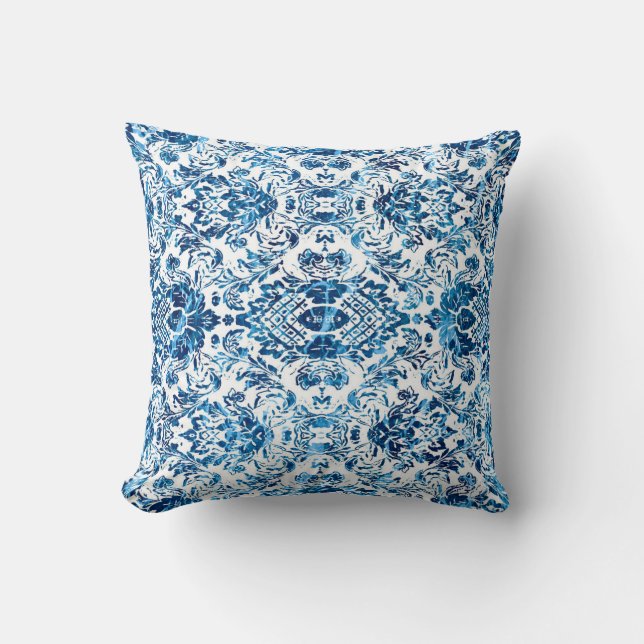 Geometric damask seamless pattern with grunge text cushion (Front)
