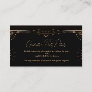 Geometric Dark Black Gold Gatsby Graduation Enclosure Card