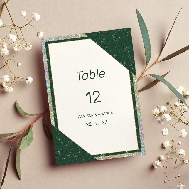 Geometric dark green gold sparkle Table Numbers (Geometric dark green gold sparkle Table Numbers)