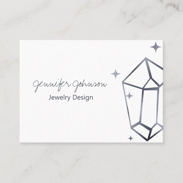 Geometric Dark Grey Foil Business Card (Front)