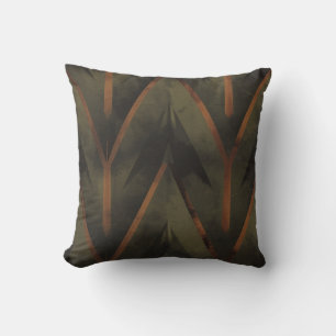 Geometric Dark Orange And Green Pattern Cushion