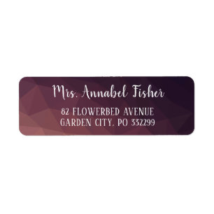 Geometric dark purple dark 3d ombre return address label