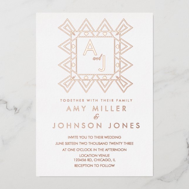 Geometric Decorative  Heart Border Wedding Pressed (Front)