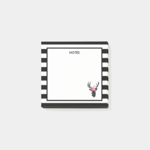 Geometric Deer Head with Floral Crown Post-it Notes