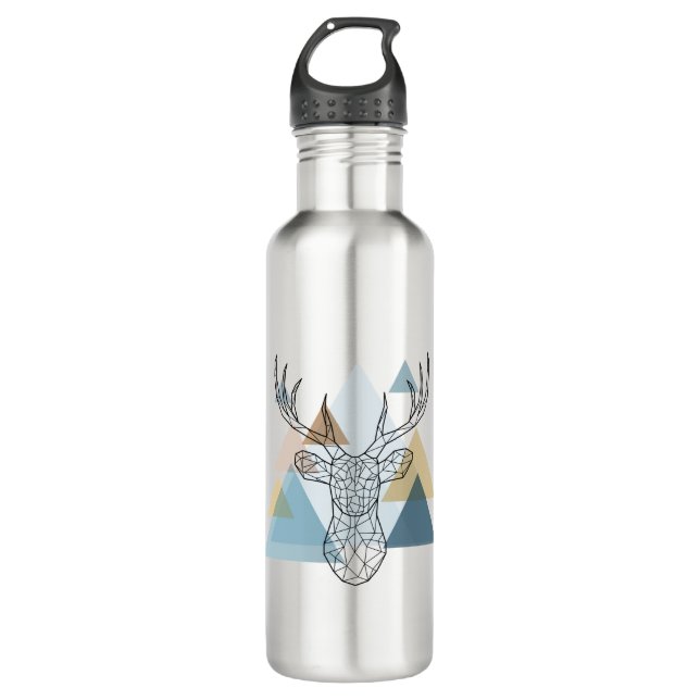 Geometric Deer Portrait 710 Ml Water Bottle (Front)