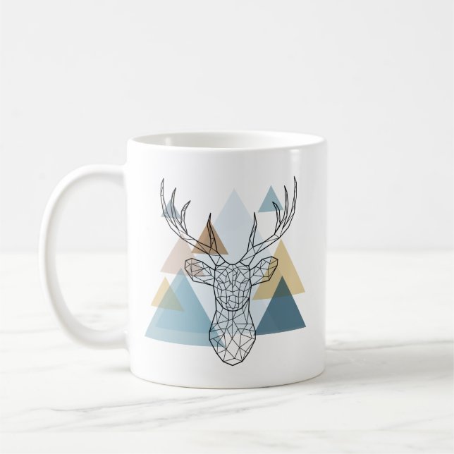 Geometric Deer Portrait Coffee Mug (Left)