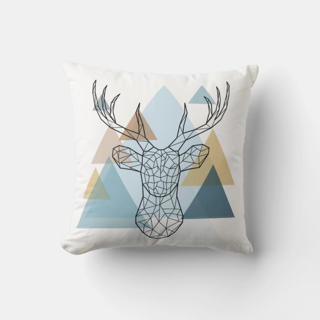 Geometric Deer Portrait Cushion (Front)