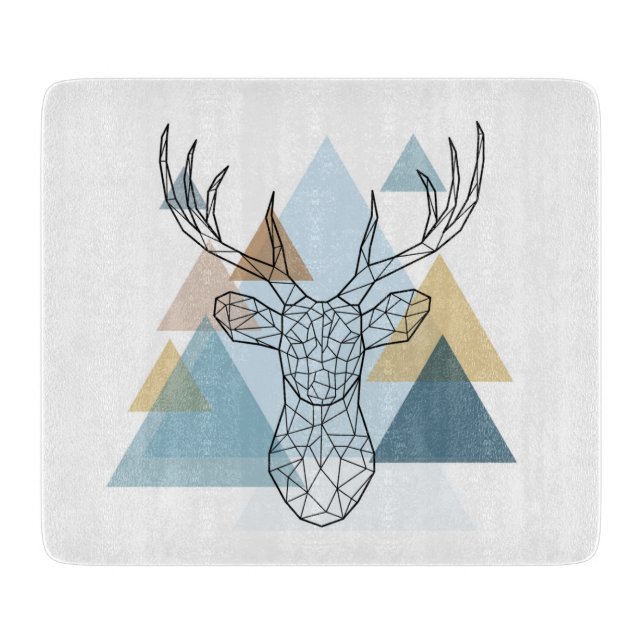 Geometric Deer Portrait Cutting Board (Front)
