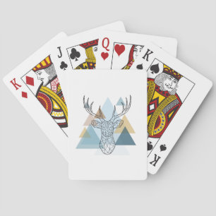 Geometric Deer Portrait Playing Cards