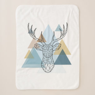 Geometric Deer Portrait Sherpa Blanket