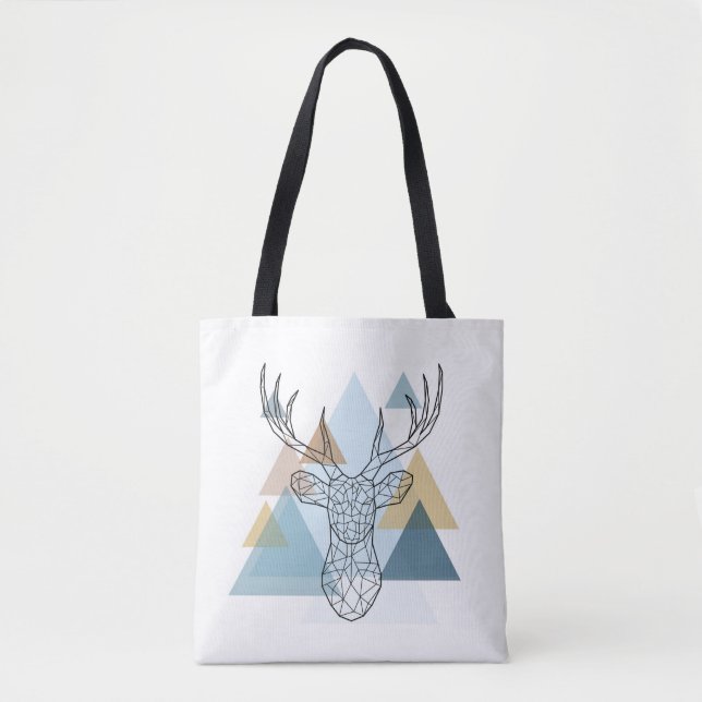 Geometric Deer Portrait Tote Bag (Front)