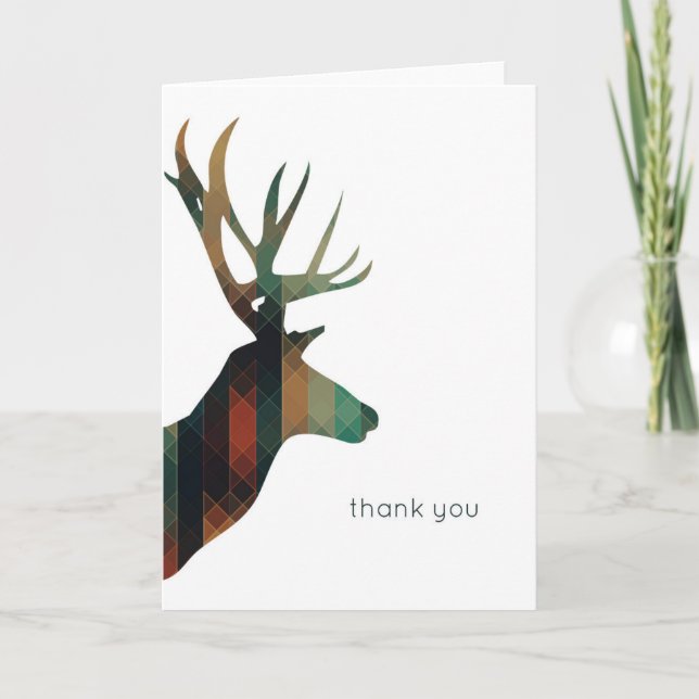 Geometric Deer Thank You Card (Front)