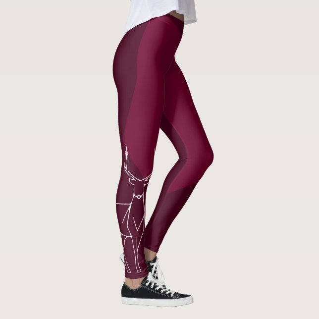 Geometric Deer White Buffalo Outdoors Leggings (Right)