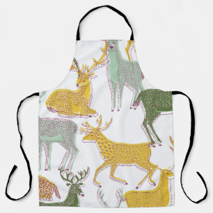 Geometric Deers: Traditional Pattern Illustration. Apron