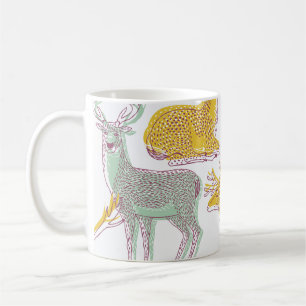 Geometric Deers: Traditional Pattern Illustration. Coffee Mug