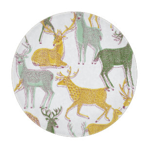 Geometric Deers: Traditional Pattern Illustration. Cutting Board
