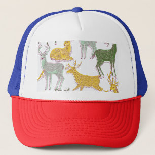 Geometric Deers: Traditional Pattern Illustration. Trucker Hat