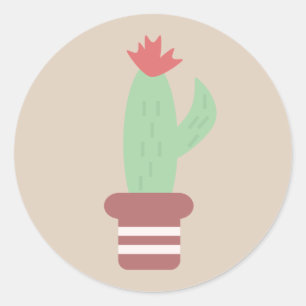 Geometric Desert Cactus Classic Round Sticker