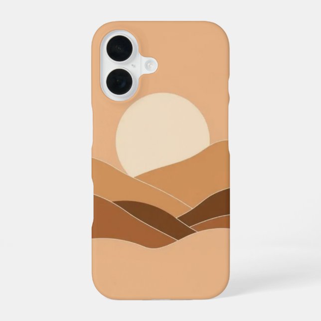 Geometric Desert Sunset: A Simplistic Study  iPhone 16 Case (Back)